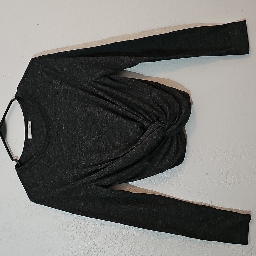 Zara Dark Gray Twist Front Long Sleeve Top - Womens Size Medium